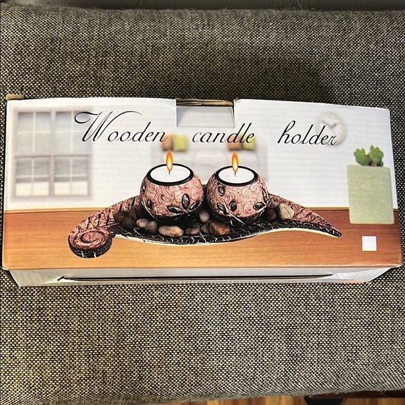 Other - Wooden Candle Holder Set, new in box. Distressed white.